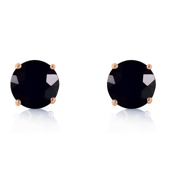 14K GOLD STUD EARRINGS  7.0 CT  BLACK DIAMONDS - Picture 2 of 3